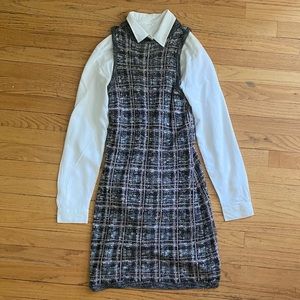 c brand sleeveless monochrome plaid knit a line dress
